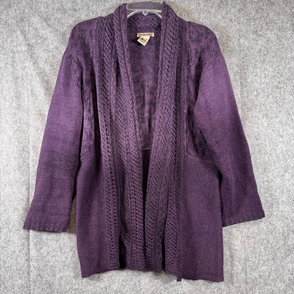Lael Alpaca USA Cardigan Sweater Sz Large Purple Ombre Boho Wool